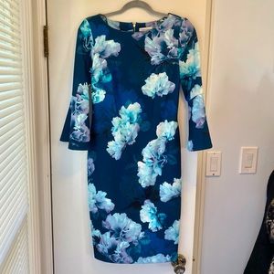Calvin Klein Women's Floral-Print Bell-Sleeve Sheath Dress